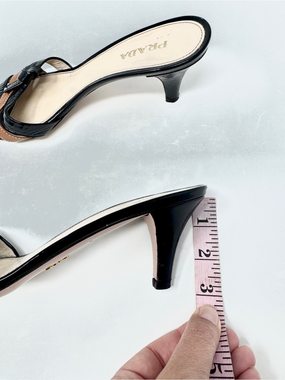 Prada Women's Black Brown Patent Leather Bow Kitten Heel Slide Mules Sandals - Picture 10 of 11